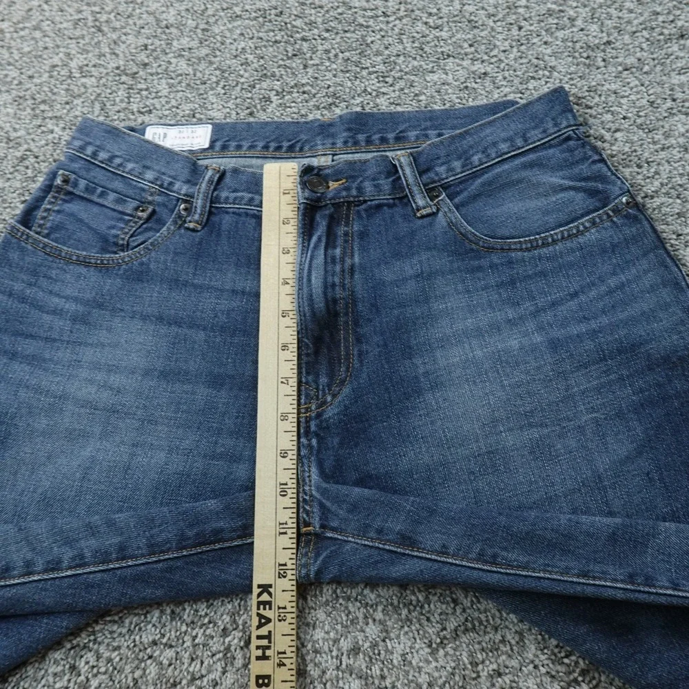 Gap Jeans Mens 32X32 Dark Blue Denim Pants 1969 Standard Straight Faded Whisker
